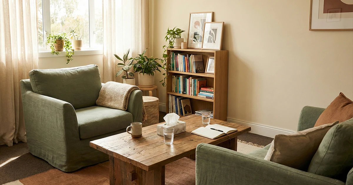 Adana'da iyi bir psikolog ile terapi seansı yapan danışan ve Psk. Rana Pekel